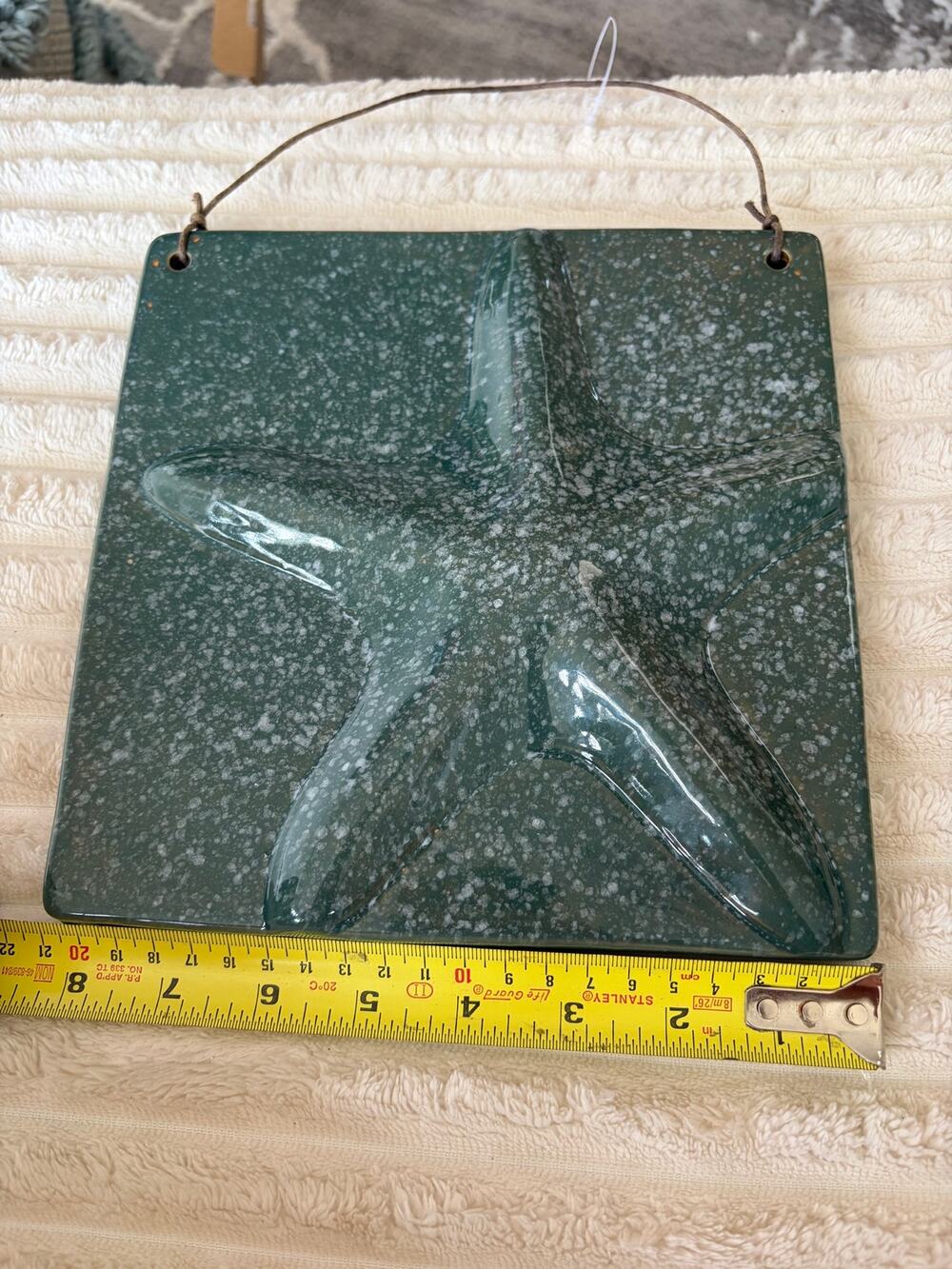 Vintage Glazed Ceramic Starfish Wall Plaque